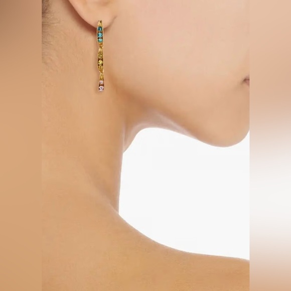 Stunning Multicolor Crystal Oscar De La Renta Earrings - Picture 2 of 7